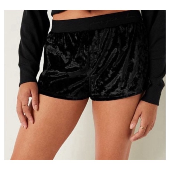 Victoria Secret PINK Set BRALETTE Size XS Boxy PJ Shorts BLACK VELVET Size S - Picture 3 of 12